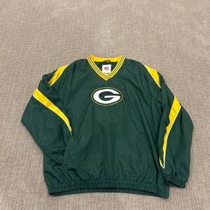 Vintage NFL Green and Yellow V-Neck Pullover